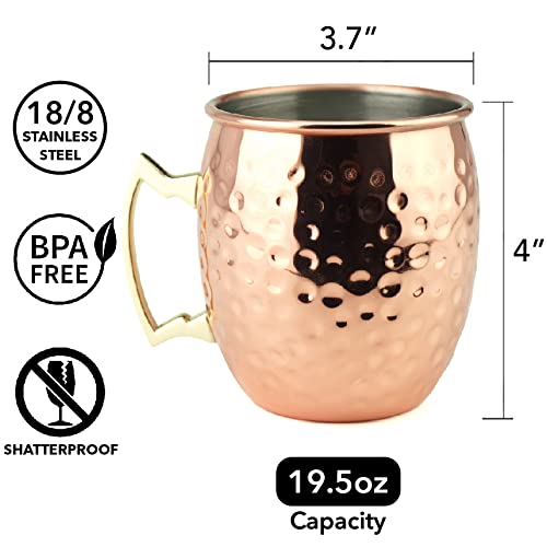 [Gift Set] PG Ultimate Moscow Mule SS Copper Plated Set 25PC | 3pc Cocktail Shaker, 4X Mugs, 4X Straws, 4X Cocktail Picks, Straw Cleaner, 4X Coaster, Strainer, Tongs, Muddler, Jigger, Stirrer