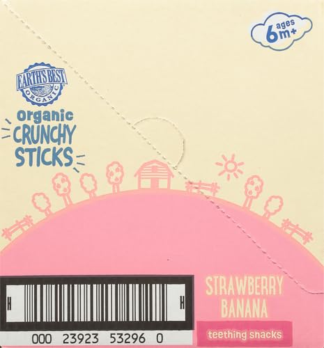 Earth's Best Organic Baby Food, Dissolvable Teething Snack for Babies 6 Months and Older, Strawberry Banana Crunchy Sticks, .56 oz Pack (Pack of 5)