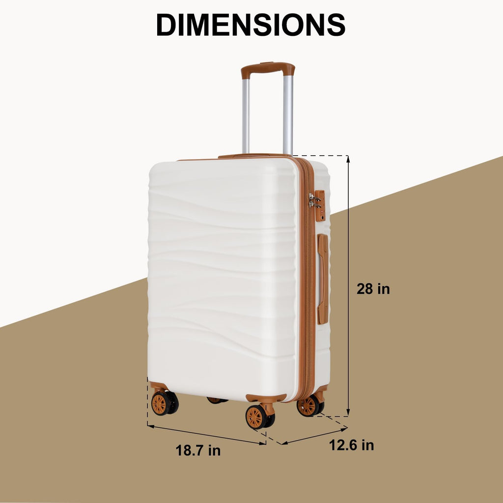 Romswi 28'' Large Checked Luggage with Dual Spinner Wheels, White