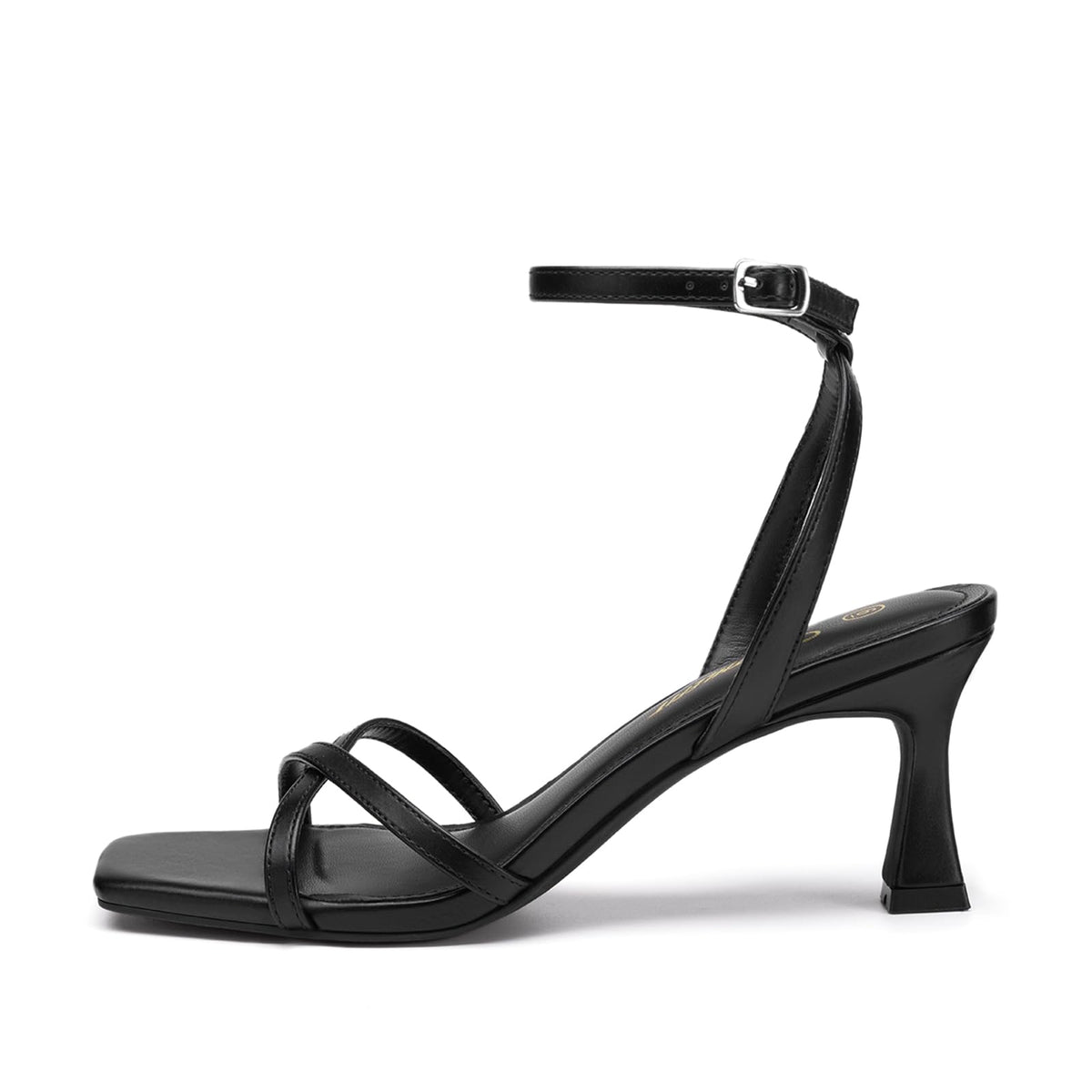 Athlefit Black Kitten Heels for Women Open Toe Strappy Dress High Heels 8