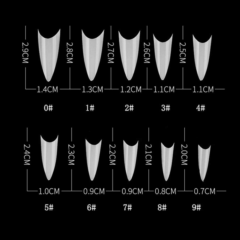 Beuniar Stiletto Nail Tips Natural 500Pcs Short Pointed False Acrylic Nails
