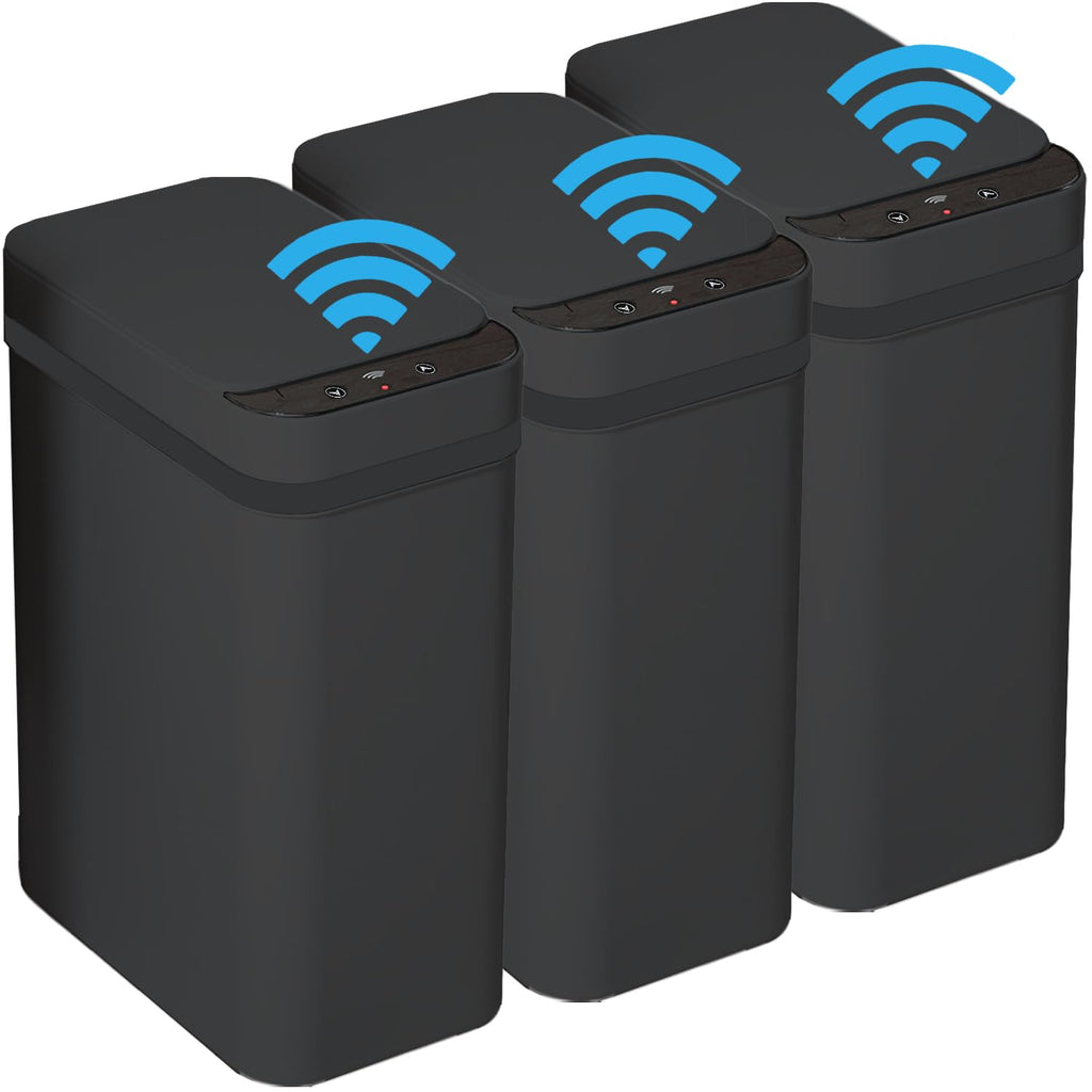 3 PACK - Bathroom Trash Can with Lid - 2.5 Gallon Automatic Trash Cans