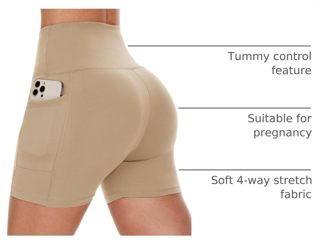 Biker Shorts Women with Pockets - 3"/5"/8" Workout Gym Spandex Yoga Shorts