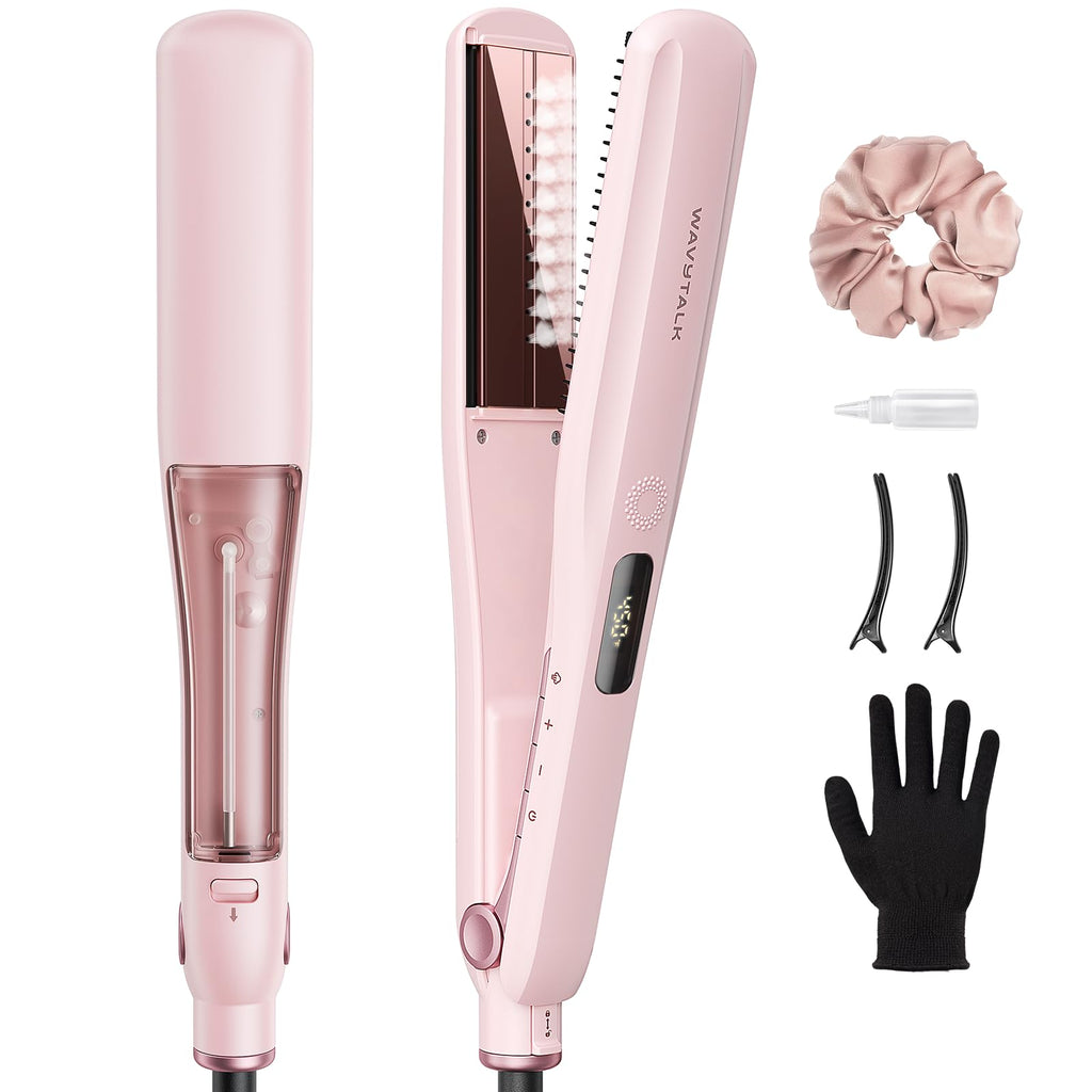 Wavytalk Steam Hair Straightener Steam Sesh for Less Heat Damage, Flat Iron