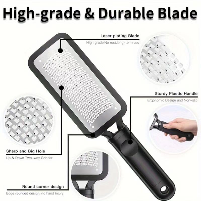 DAIXIANGER 2 Pcs Foot Scraper, Foot File Callus Remover, Stainless Steel Foot Rasp, Professional Foot Scrubber Dead Skin Remover, Pedicure Foot Grater for at Home & Salon