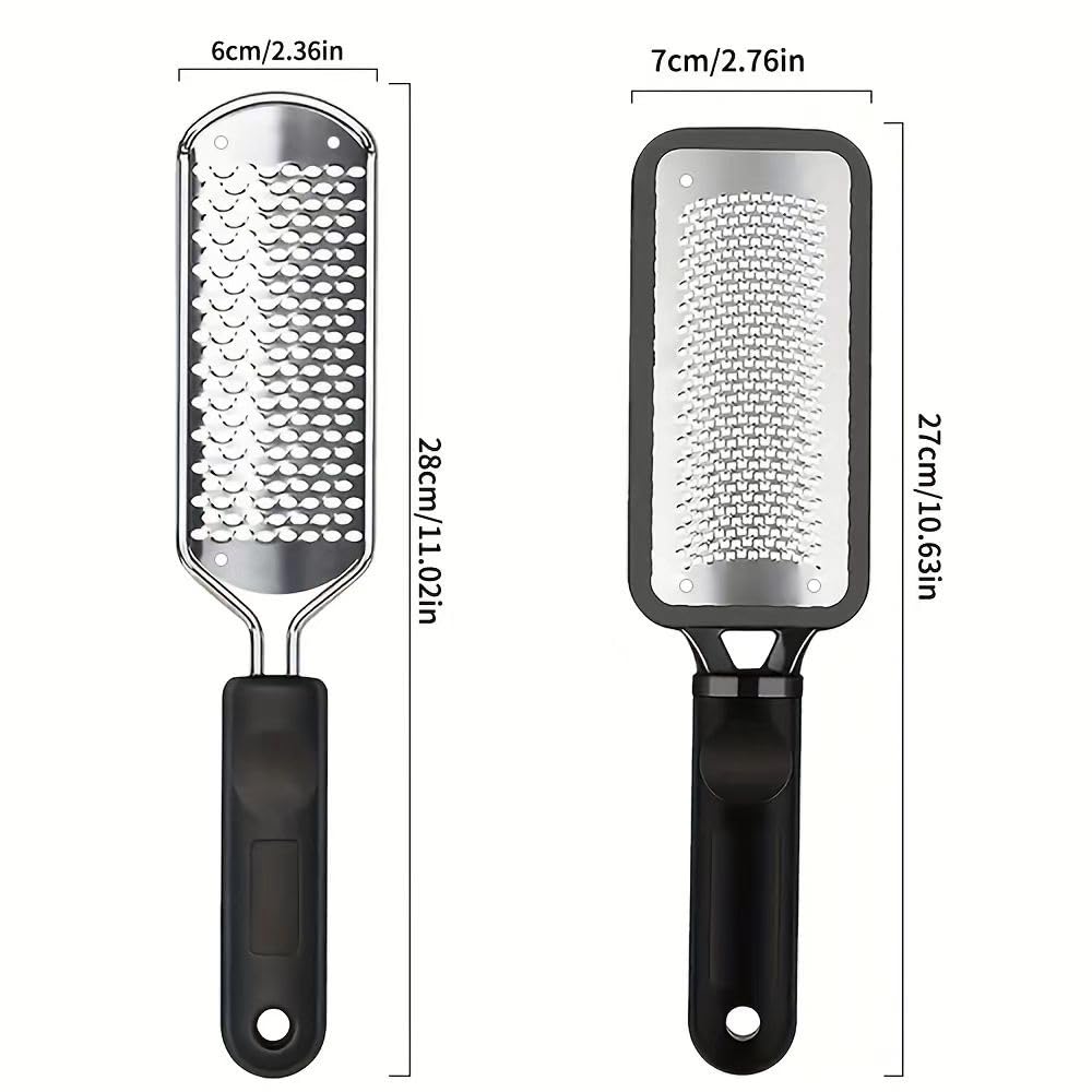 DAIXIANGER 2 Pcs Foot Scraper, Foot File Callus Remover, Stainless Steel Foot Rasp, Professional Foot Scrubber Dead Skin Remover, Pedicure Foot Grater for at Home & Salon