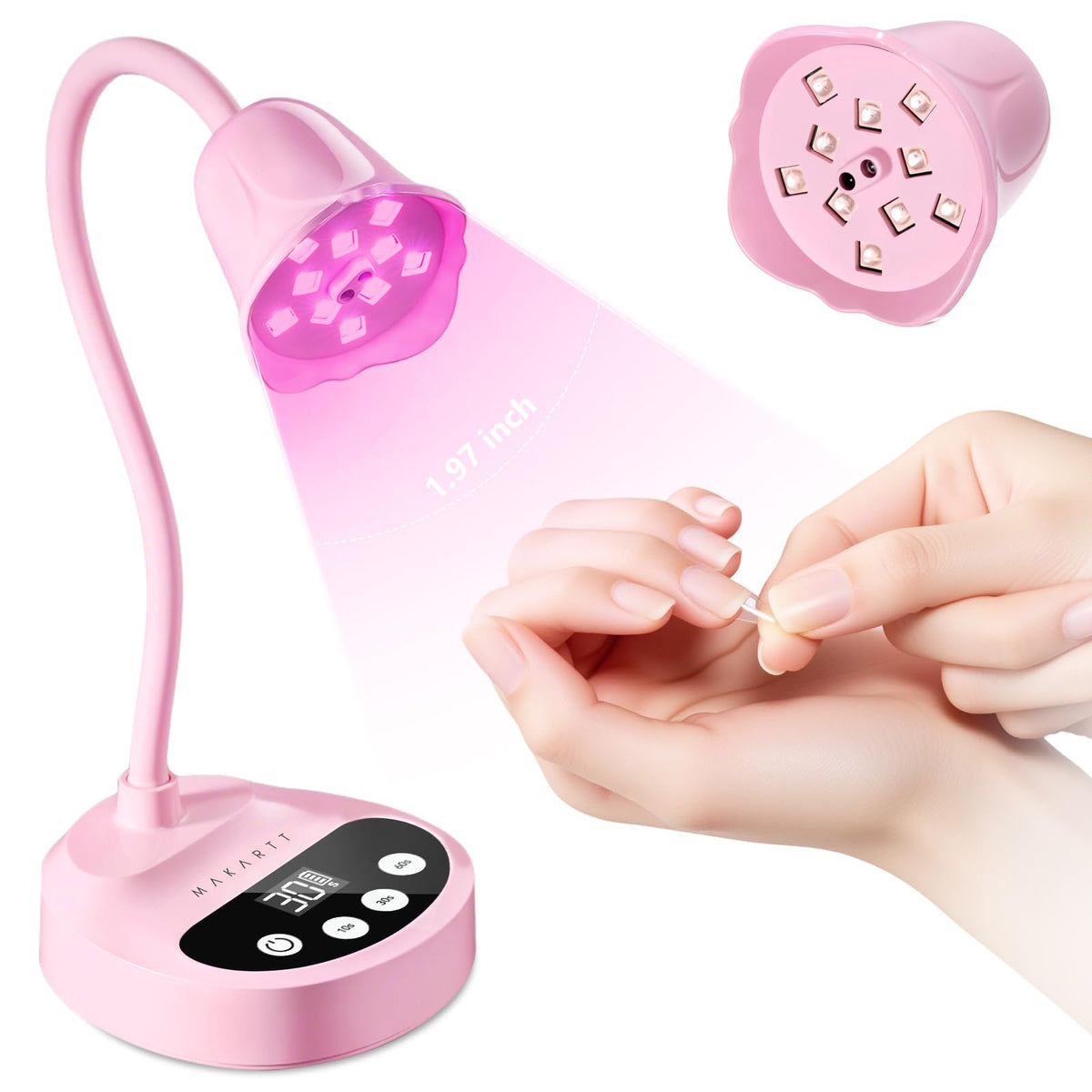 Makartt Cordless Flash Cure UV Nail Lamp for Gel Nails Adjustable Gooseneck