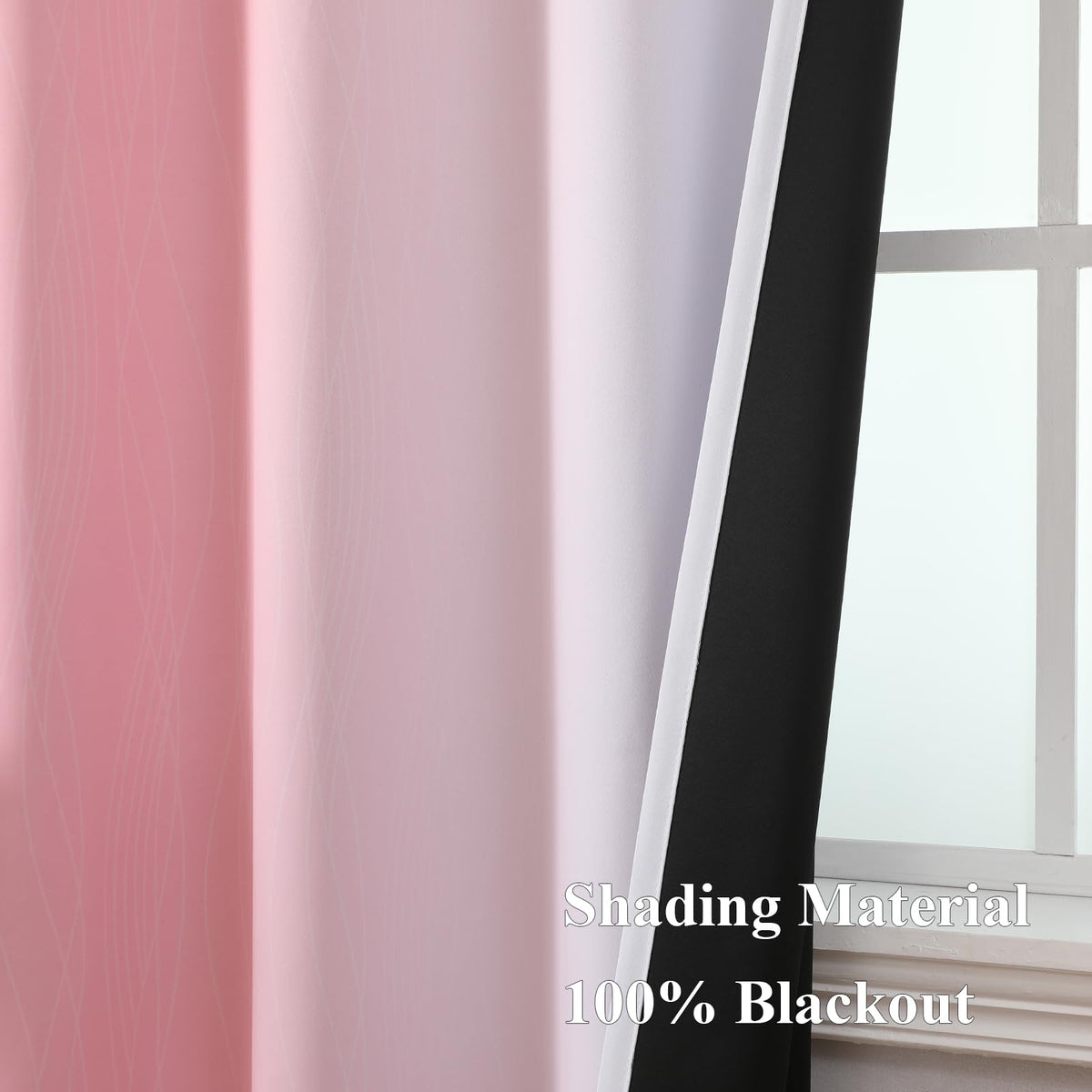 Pink and Greyish White Ombre Blackout Curtains for Kids Bedroom 42x63 Inch