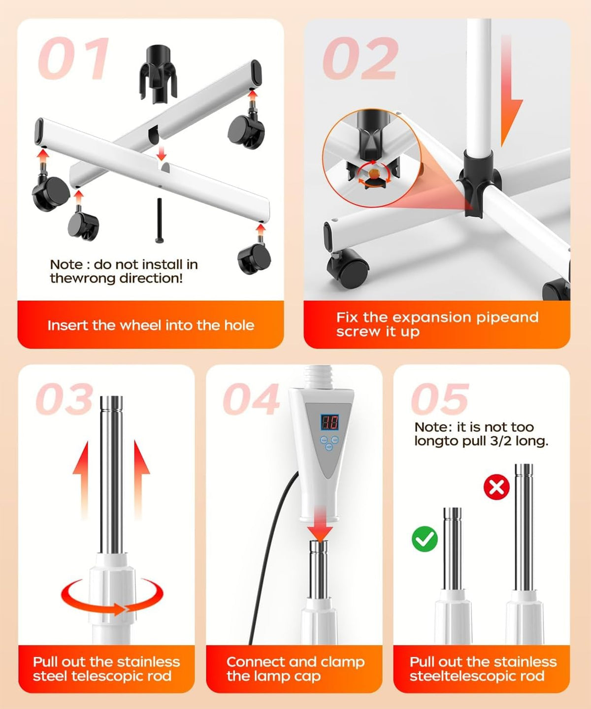 275W Infrared Light Therapy Lamp - Red Near Infrared Heat Lamp for Joint Muscle Pain, Adjustable Standing Lamp Head with Freely Adjustable Temperature