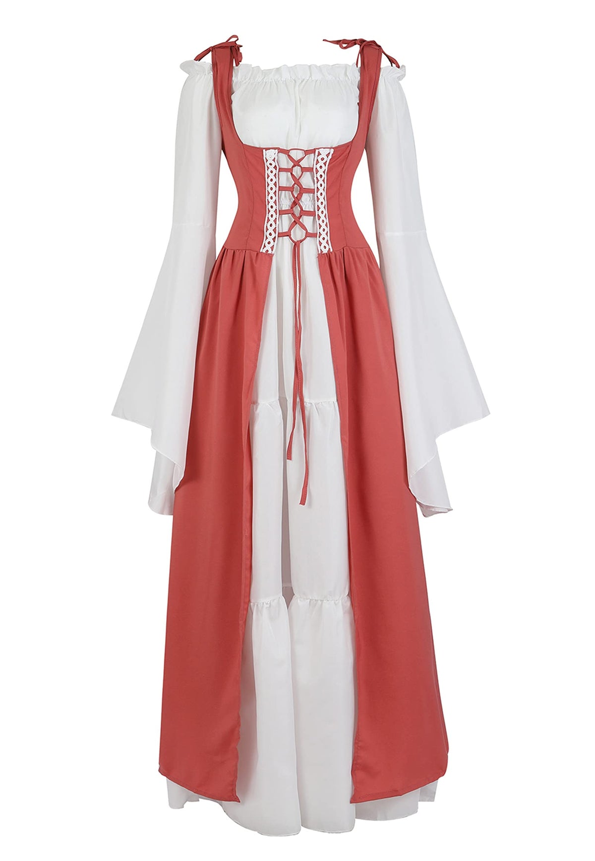 Zhitunemi Renaissance Dresses for Women Costumes: Medieval Dress for Women Renfaire Outfit - Halloween Parties Costume Events Brick red S
