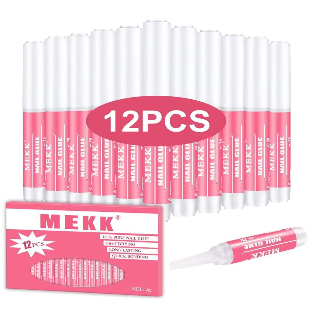 MEKK Nail Glue,Nail Glue for Press Ons & Acrylic Nail Tips,Pro-Strong Adhes