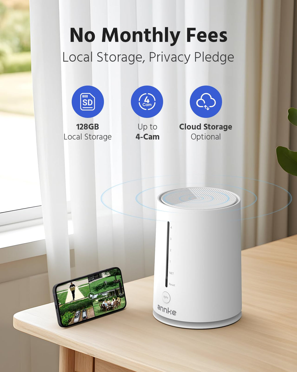 ANNKE 4MP Solar Security Cameras Wireless Outdoor, 4-Cam Home Camera System