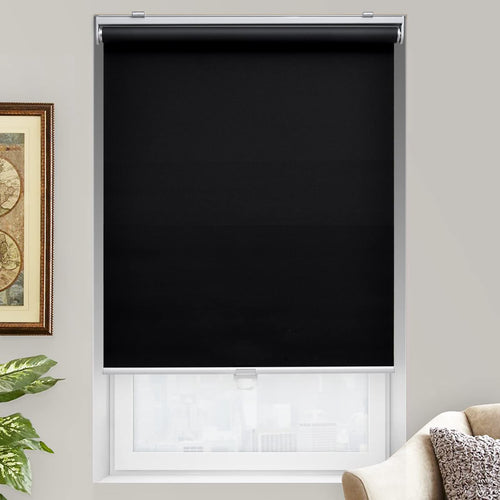 AOSKY Blackout Cordless Roller Shade for Indoor Windows, 23"W x 72"H, Black
