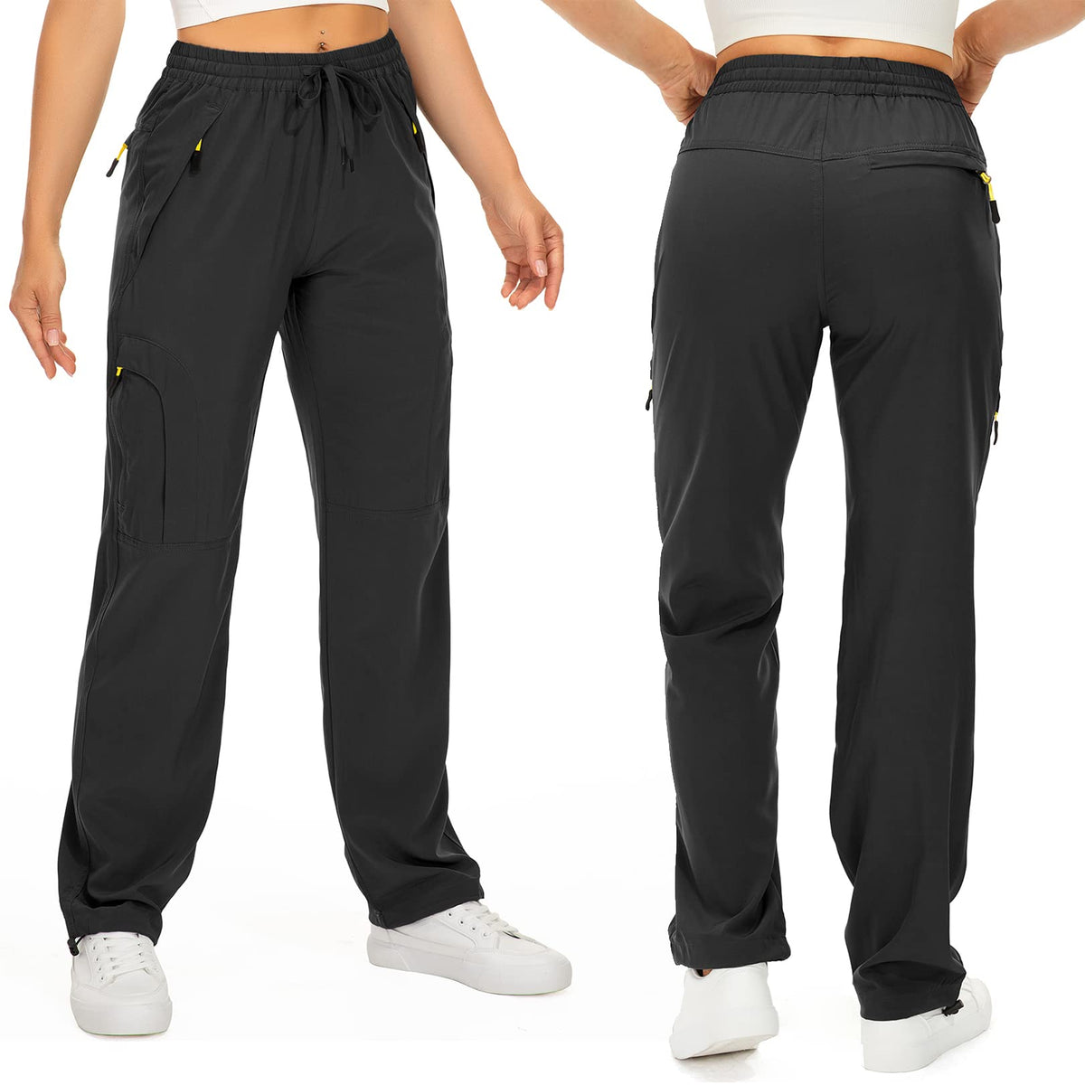 Toomett Women's Hiking Cargo Pants Quick Dry UPF50+ Outdoor Pants for Women Fishing Safari Travel Stretchy Pants with Pockets,6608,Black,L