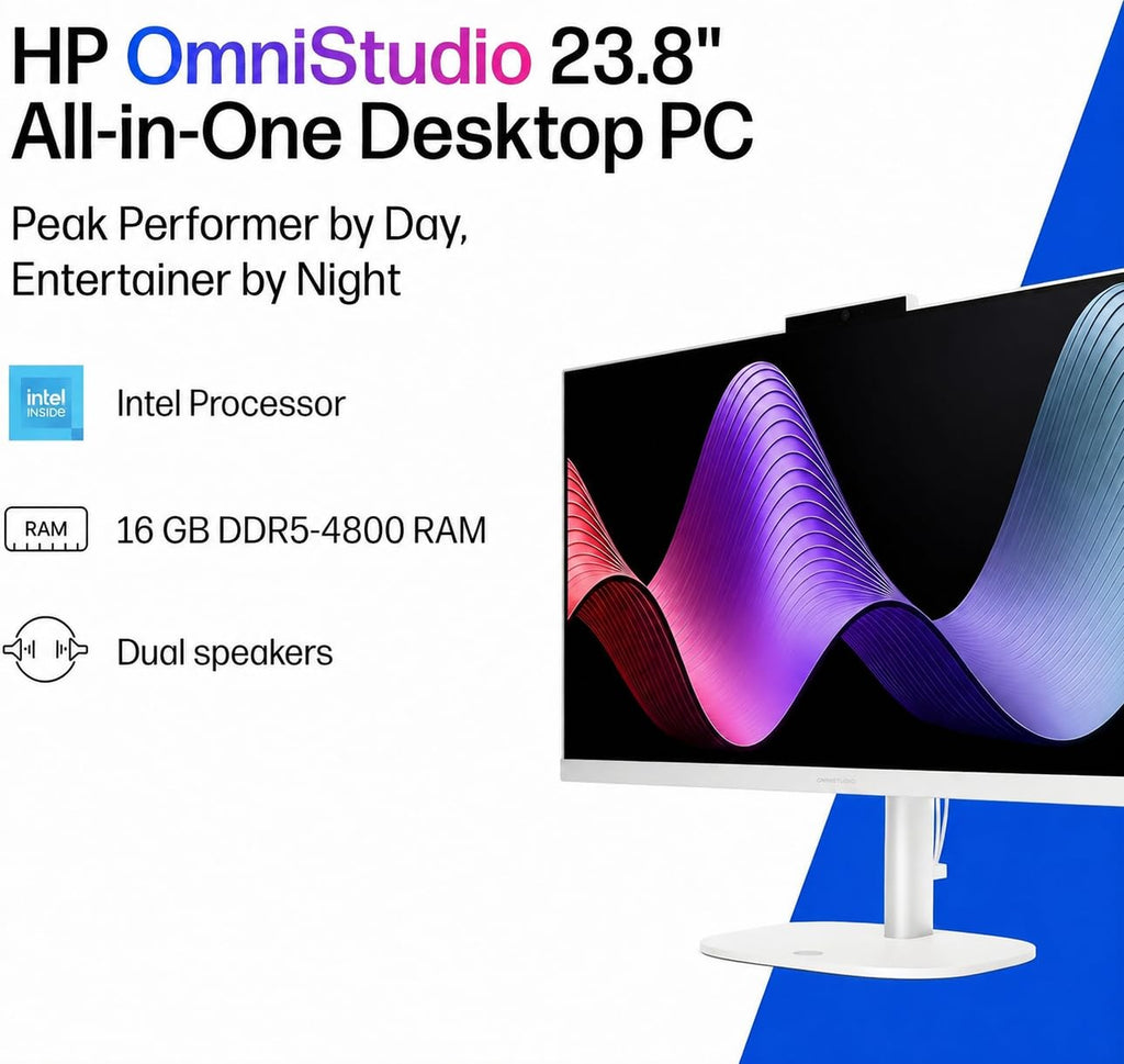 HP 24“ OmniStudio All-in-One Desktop Computer, 16GB DDR5 RAM, 640GB Storage