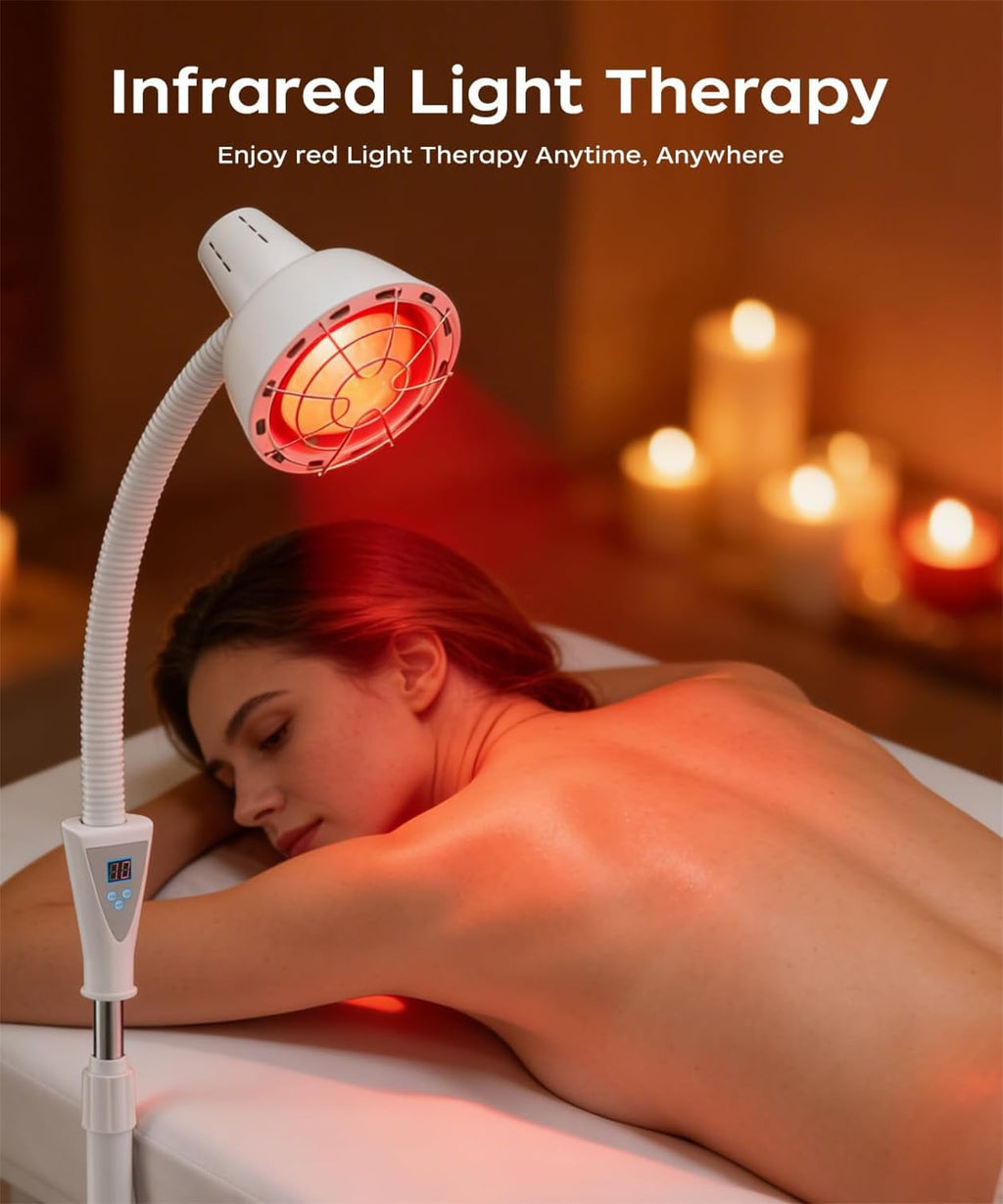 275W Infrared Light Therapy Lamp - Red Near Infrared Heat Lamp for Joint Muscle Pain, Adjustable Standing Lamp Head with Freely Adjustable Temperature
