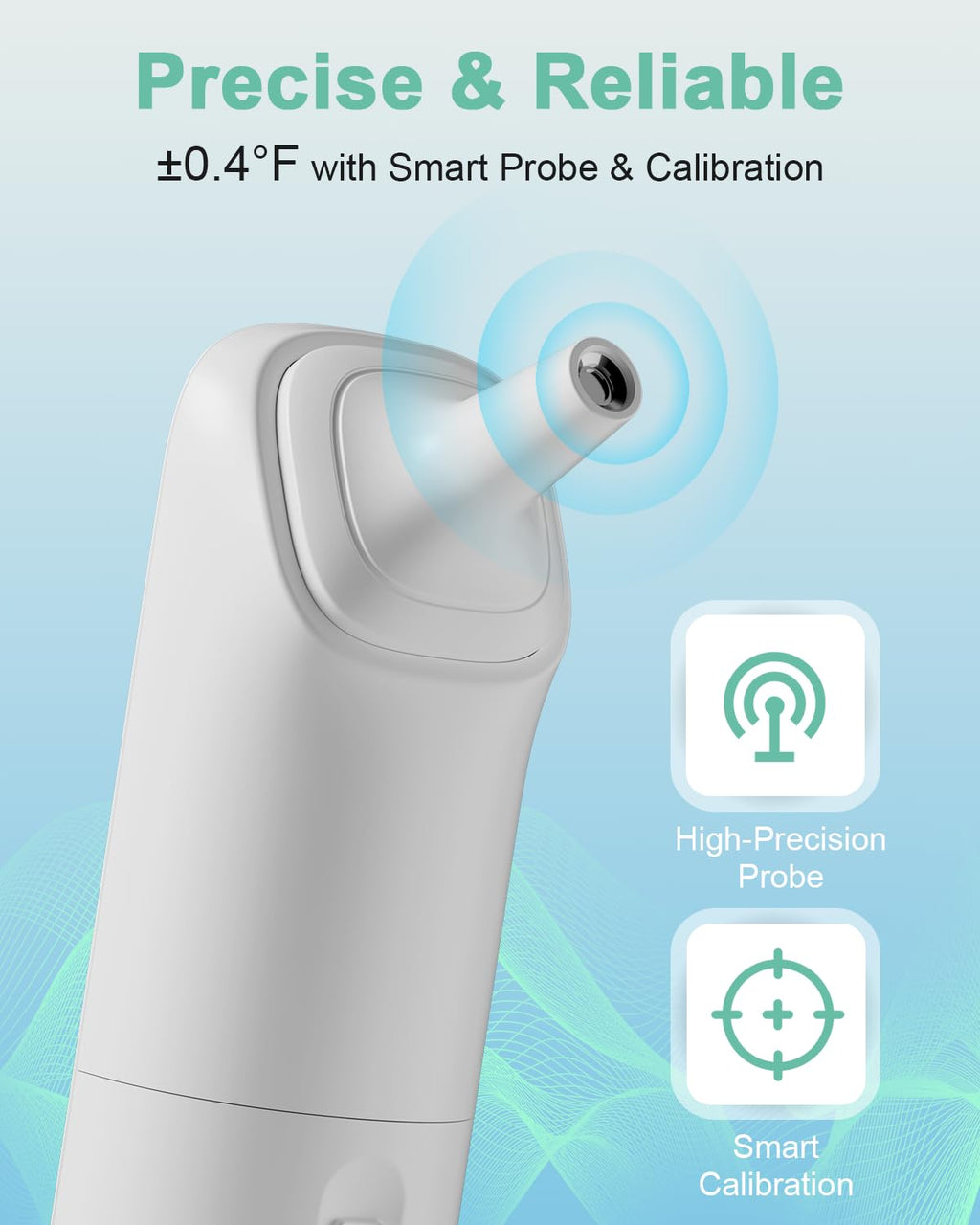 Synolmedic Ear Thermometer for Kids and Adults - Baby Thermometer FSA-HSA Eligible, Digital Infrared Thermometers 1S Reading, Accurate Forehead Termometro with Fever Alarm, 40 Memories (Green 1 Pack)