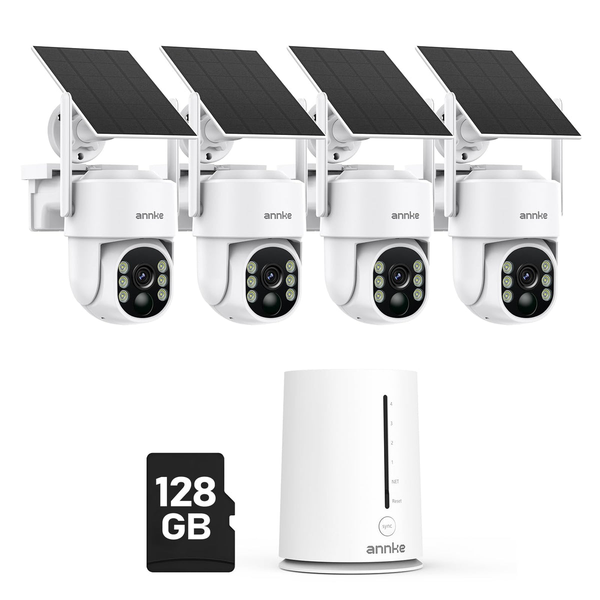 ANNKE 4MP Solar Security Cameras Wireless Outdoor, 4-Cam Home Camera System
