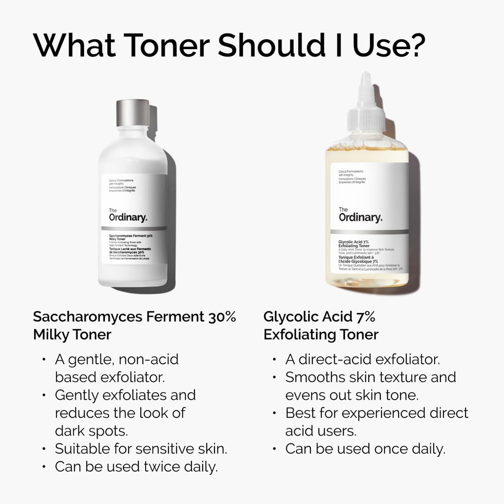The Ordinary Glycolic Acid 7% Exfoliating Toner, Brightening and Smoothing Daily Toner for More Even-Looking Skin Tone, 3.4 Fl Oz