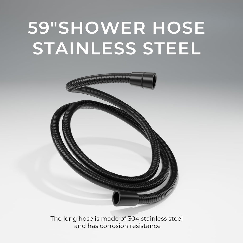 Seacity Black Rain Shower Head with Handheld Shower Head, 5 Spray Modes
