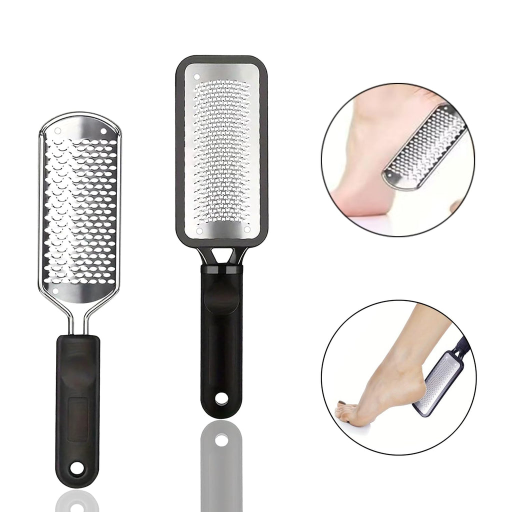 DAIXIANGER 2 Pcs Foot Scraper, Foot File Callus Remover, Stainless Steel Foot Rasp, Professional Foot Scrubber Dead Skin Remover, Pedicure Foot Grater for at Home & Salon