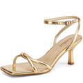 AIUNIIND Kitten Low Heel Sandals for Women, Strappy Square Open Toe Shoes