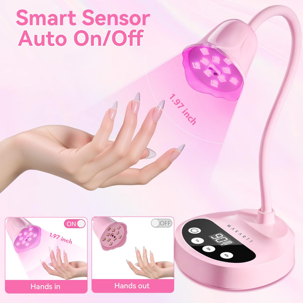 Makartt Cordless Flash Cure UV Nail Lamp for Gel Nails Adjustable Gooseneck