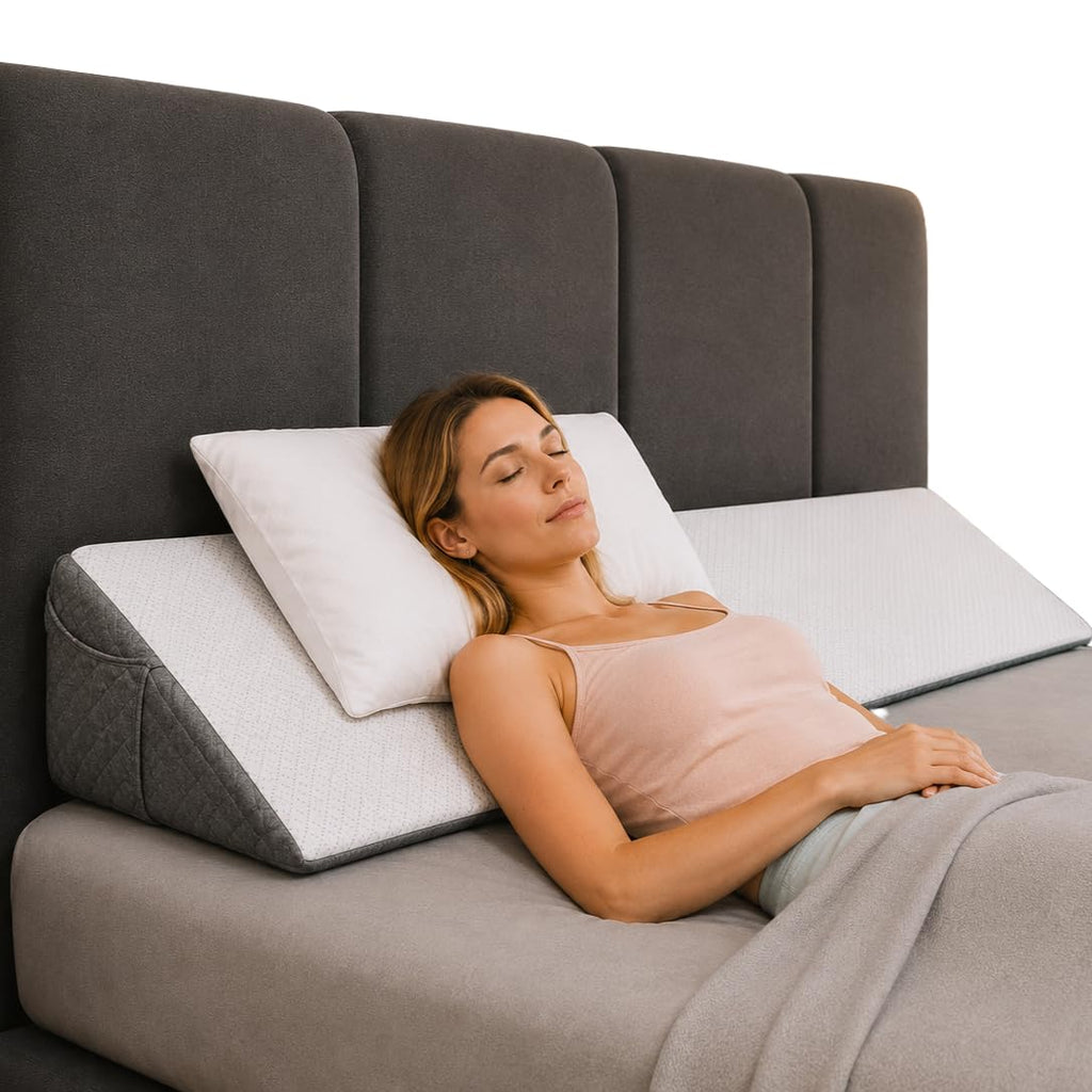 Kolbs Bed Wedge Pillow for Sleep Apnea, FSA Eligible Acid Reflux, and Back Pain Relief, with Chic Jacquard Cover - Headboard Wedges for Sleeping (King Headboard Wedge Pillow - 76")
