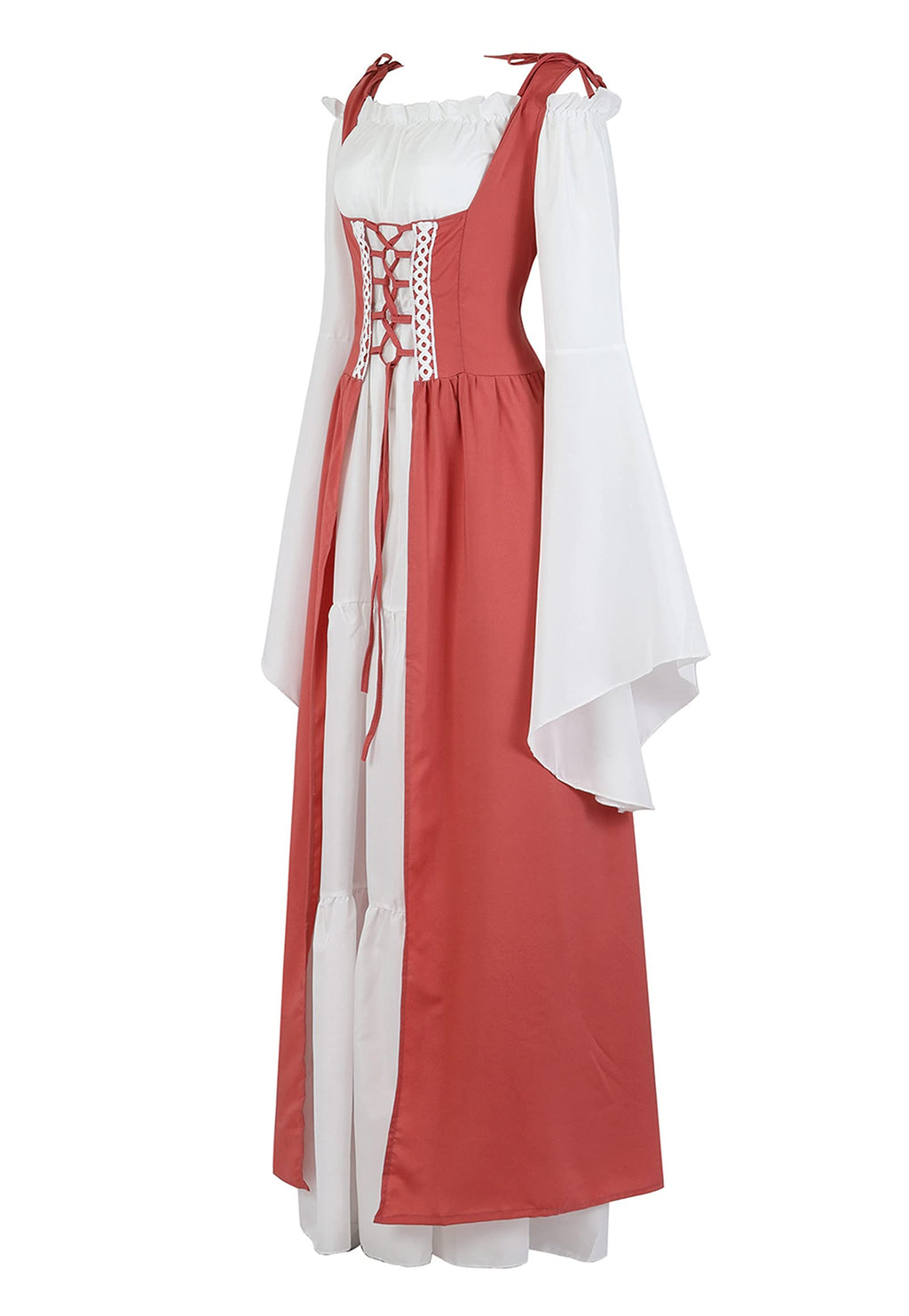 Zhitunemi Renaissance Dresses for Women Costumes: Medieval Dress for Women Renfaire Outfit - Halloween Parties Costume Events Brick red S