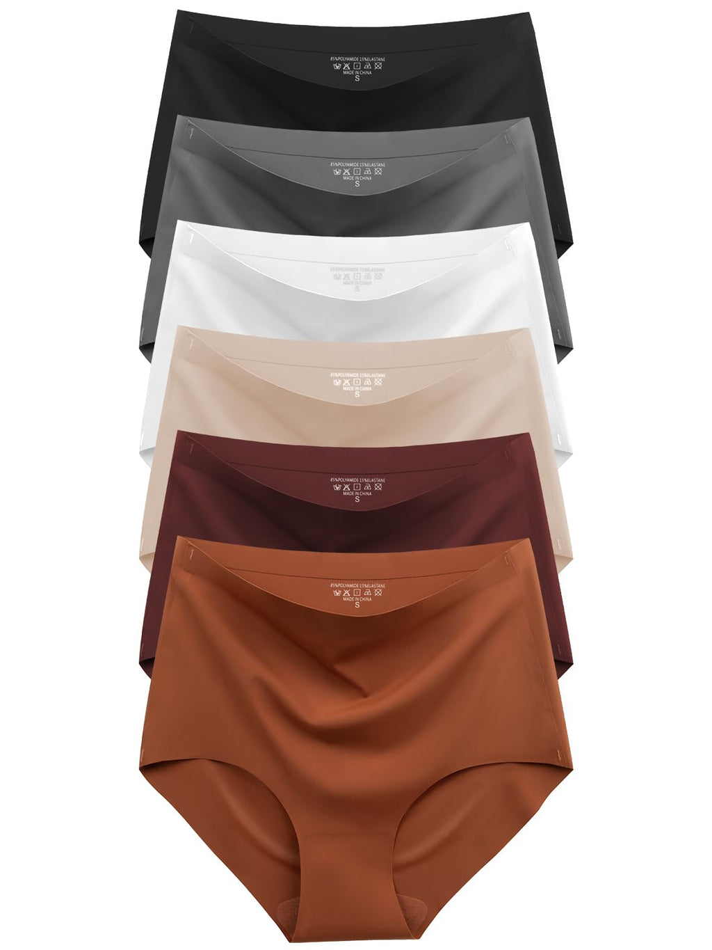 Cuweni Womens Underwear Seamless High Waisted Briefs Silky Stretch No Show Breathable Full Coverage Ladies Panties 6 Pack (US, Alpha, Large, Regular, Regular, 6 color packs)
