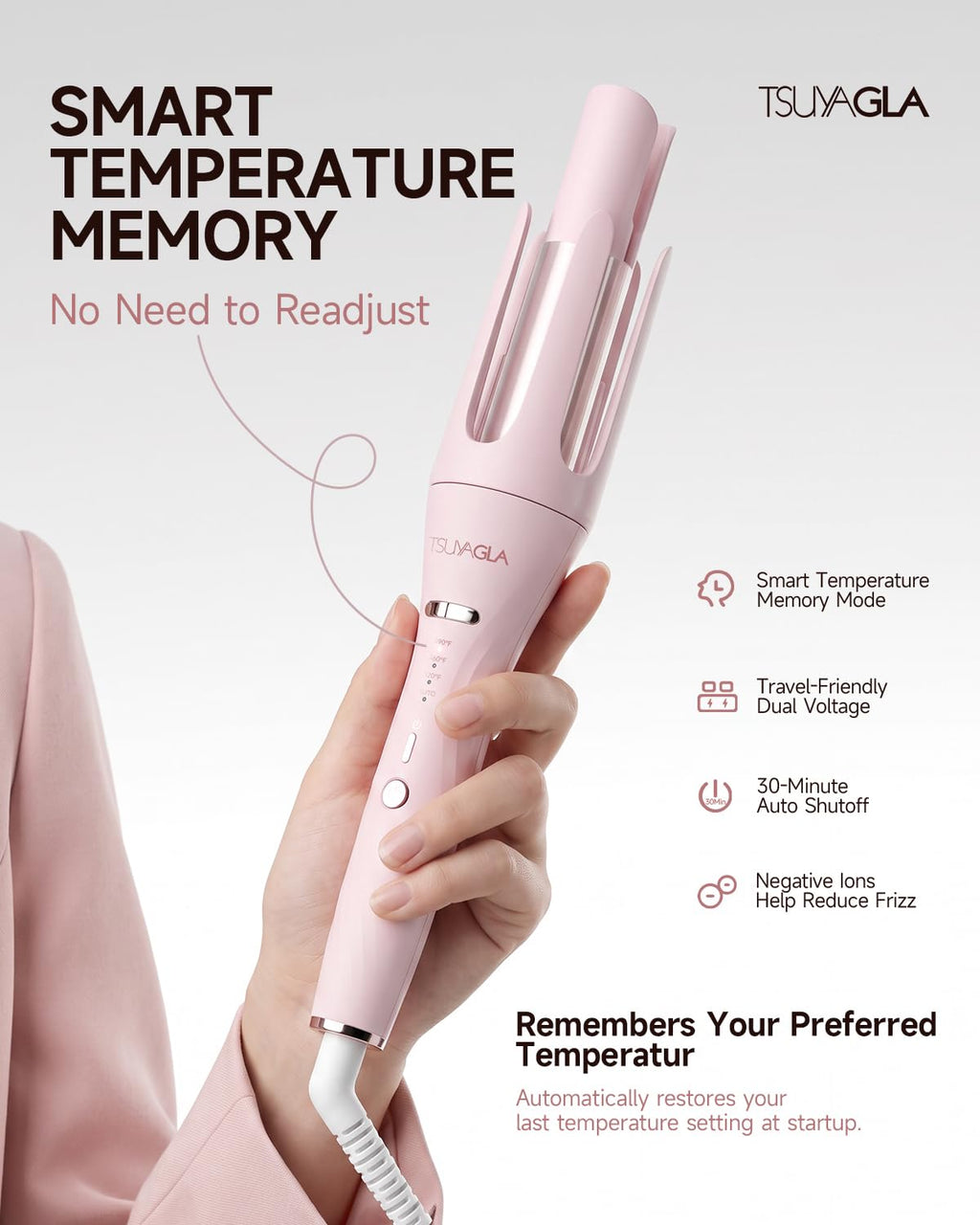 TSUYAGLA 5 in 1 Automatic Curling Iron Set with 3 Interchangeable Barrels