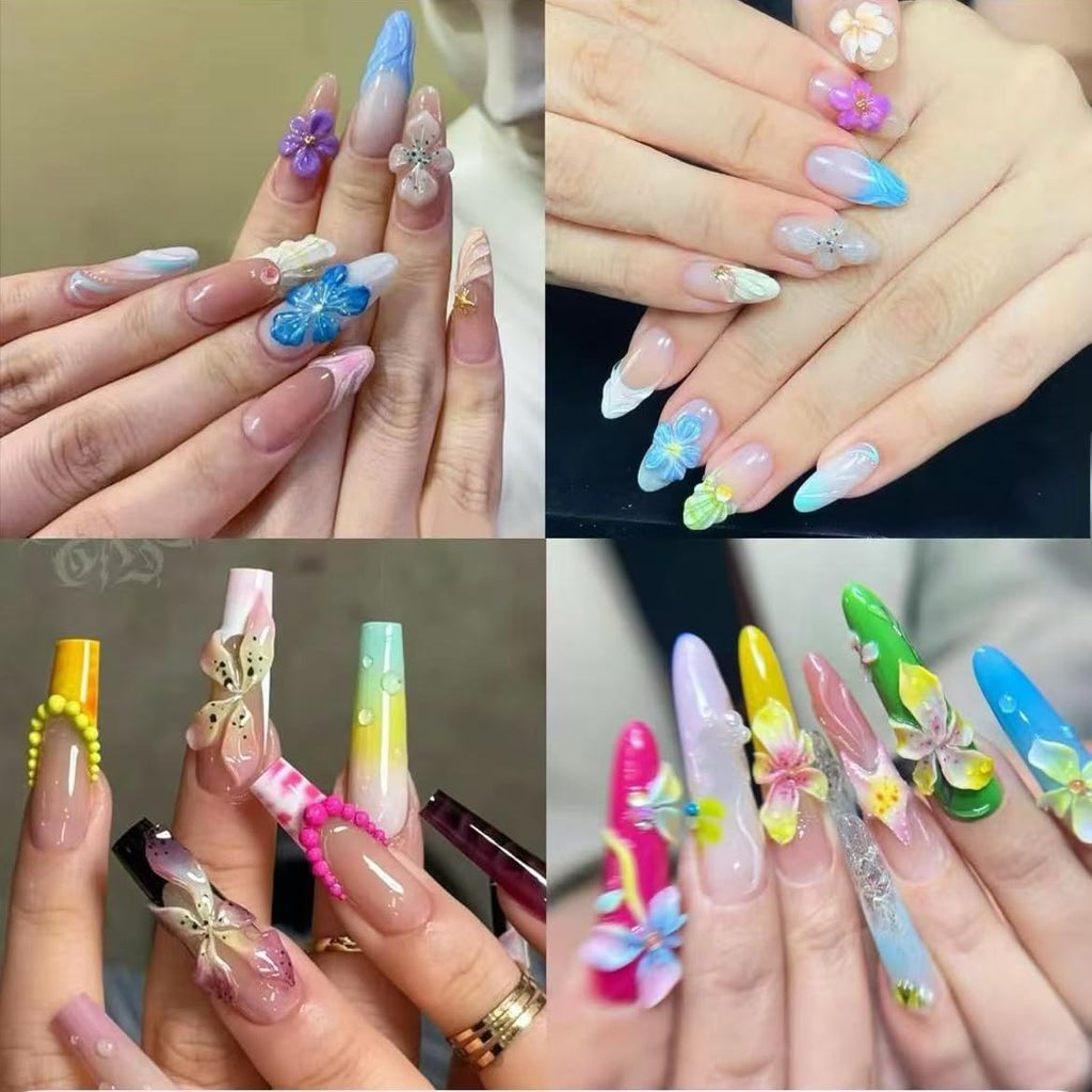 Pizadix 2 Pcs Flower Silicone Nail Art Molds for Women Resin Nail Design