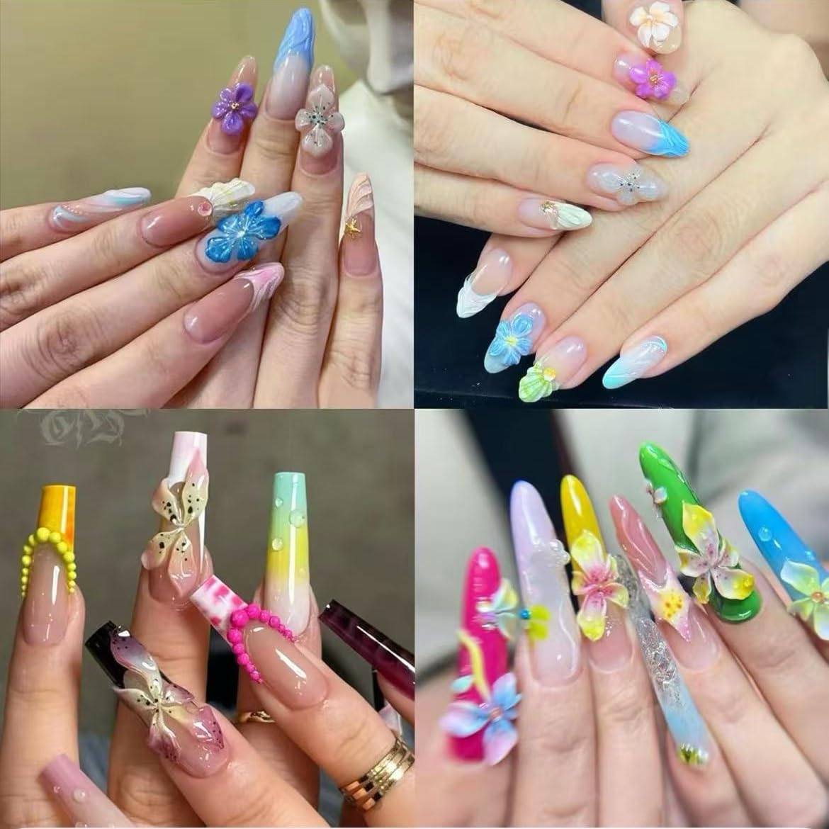 Pizadix 2 Pcs Flower Silicone Nail Art Molds for Women Resin Nail Design