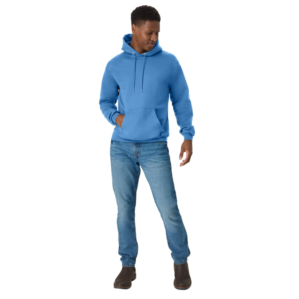Hanes Men's Pullover EcoSmart Hooded Sweatshirt, denim blue, Large