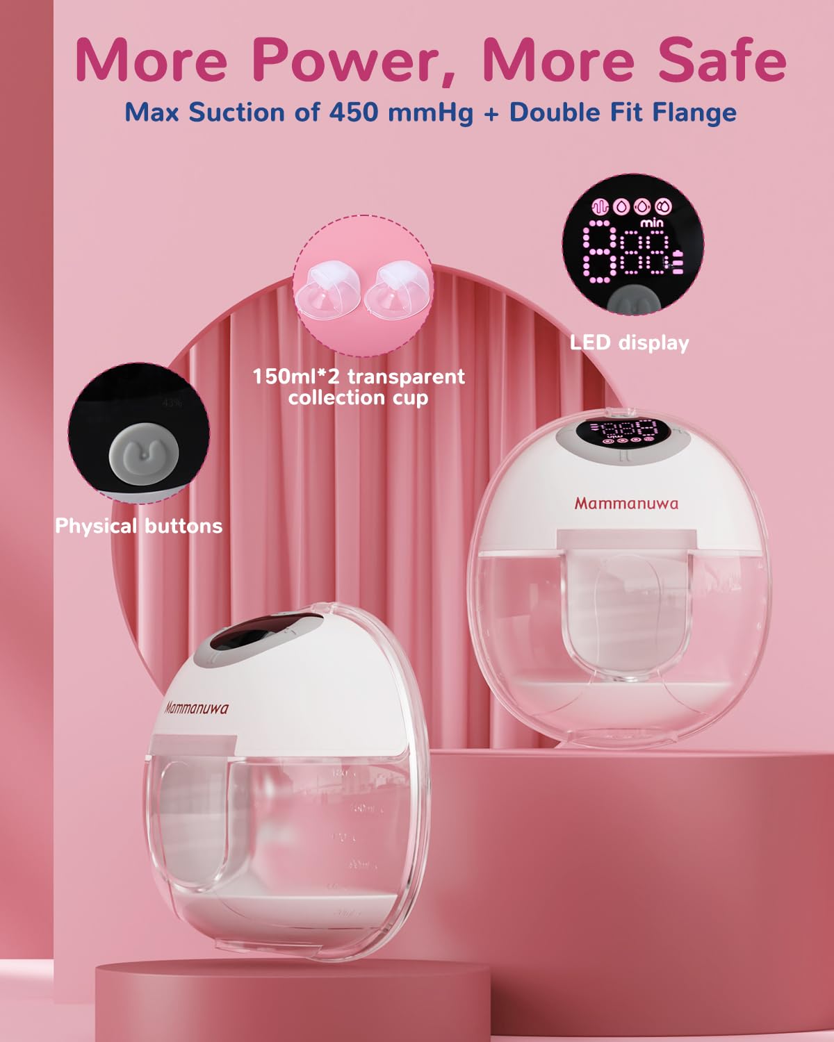 Mammanuwa Electric Breast Pump - Lightweight, Portable, & Hands-Free with Baby Mouth Technology - BPA-Free, 4 Modes, 9 Levels - Elevate Your Breastfeeding Style with Mammanuwa S32