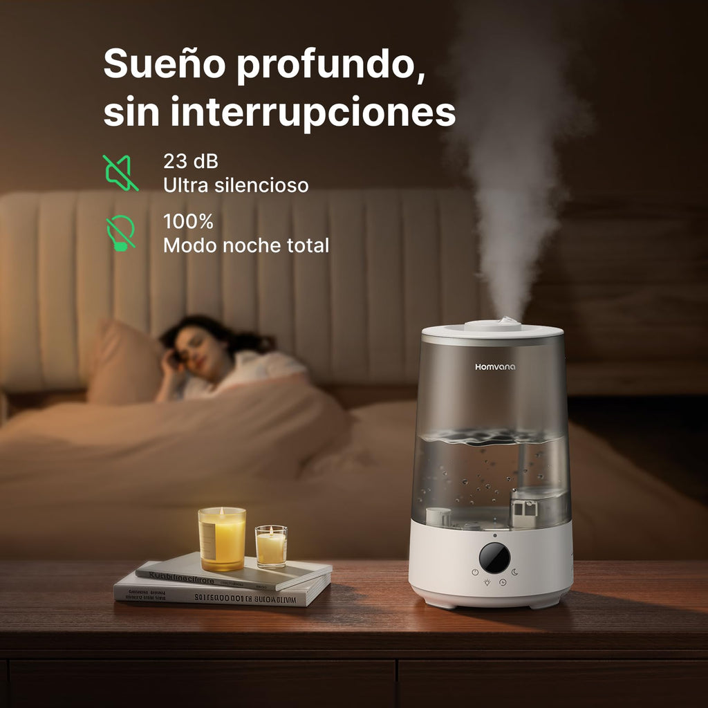 Homvana Top-Fill Humidificador Bebes Mocosy Tos, Cool Mist(3.6L,Gris)