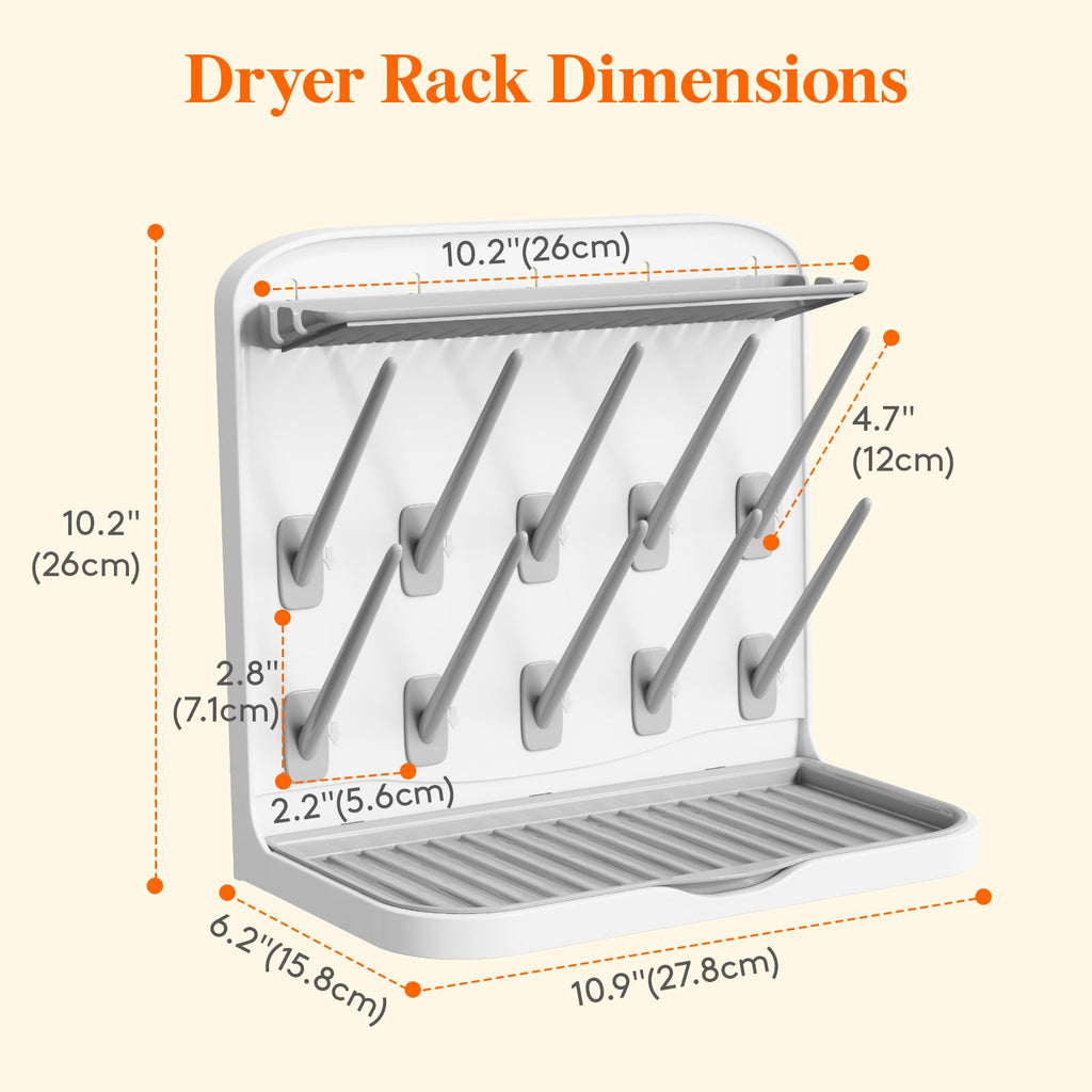 Lifewit 10-Hooks Baby Bottle Drying Rack for Countertop, BPA Free