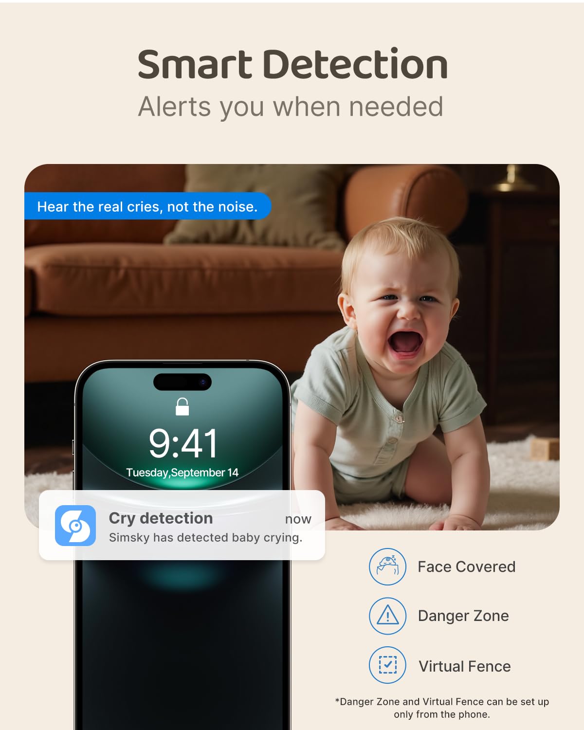 Simsky Baby Monitor with 2 Cameras, 7" Touch Screen, 4MP Split Screen