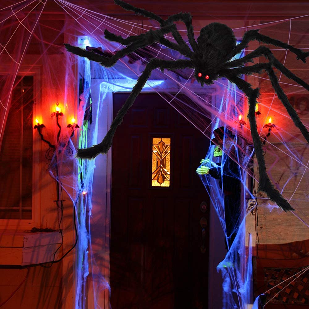 OCATO 200" Halloween Decorations Spider Web Outdoor +59" Giant Spider Décor