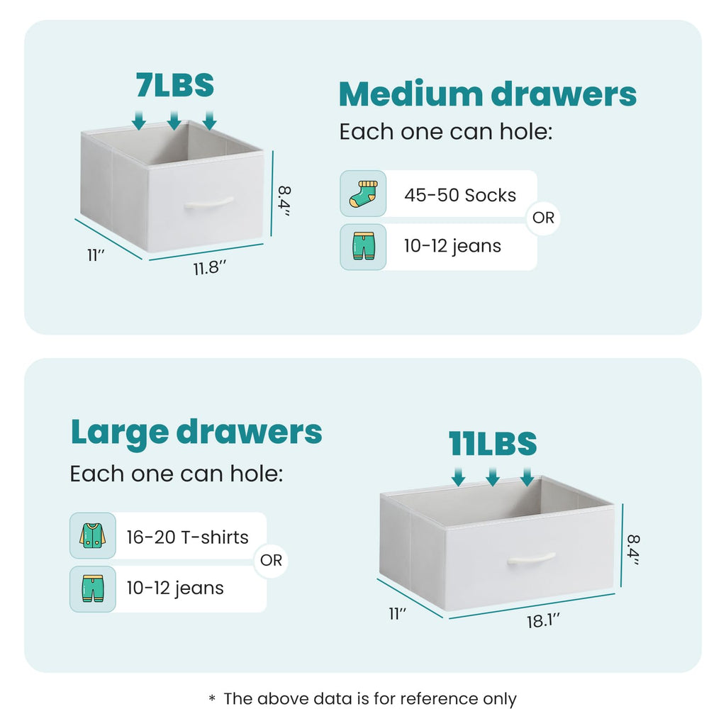OLIXIS 7 Drawer Fabric Dresser, Storage Tower for Bedroom and Closet