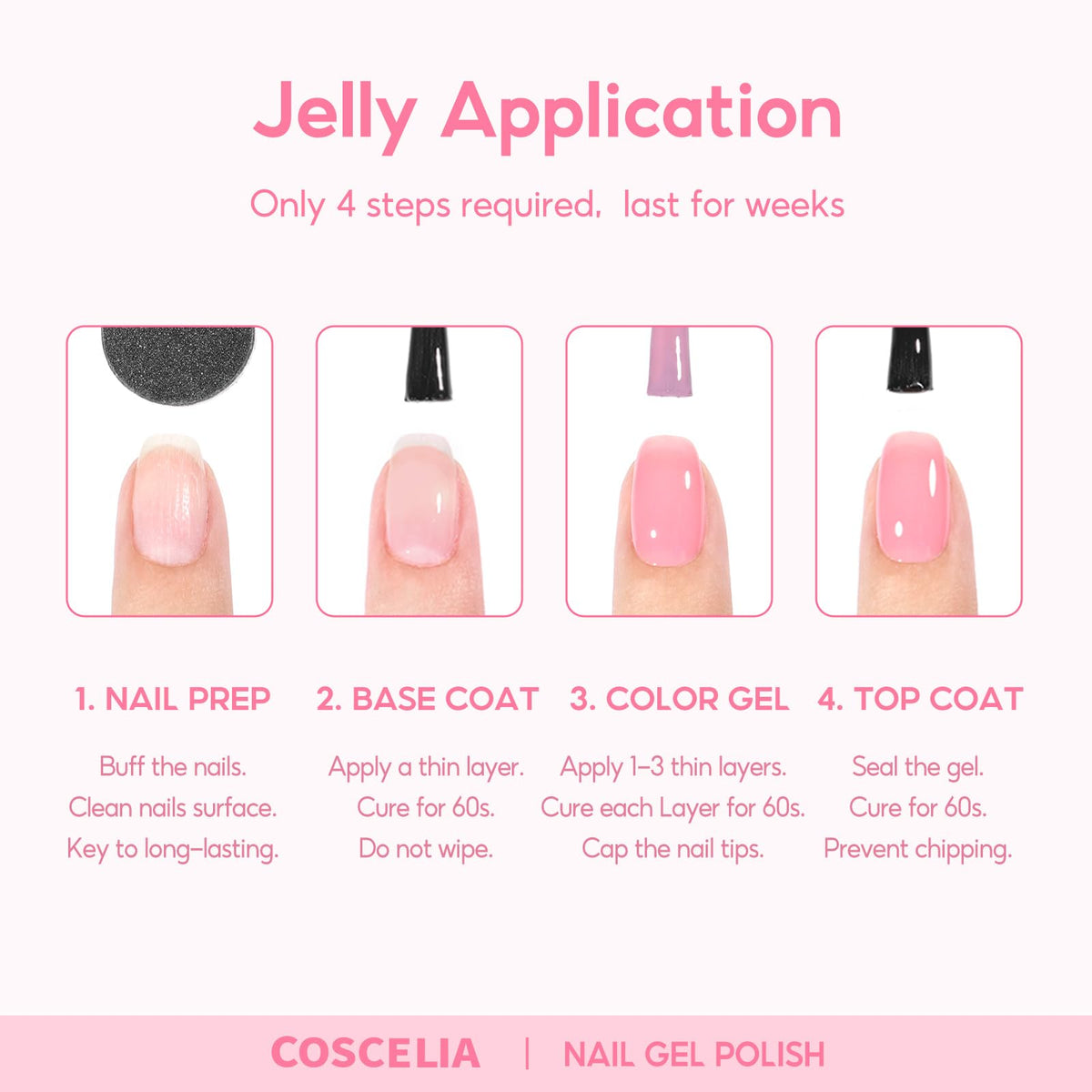 COSCELIA Jelly Gel Nail Polish 22 Colors with 3PCS Base Top Coat Translucent Pastel Nude Pink Green U V Gel Polish Soak Off Nail Gel Kit for Salon Home Nail Art