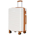 Romswi 28'' Large Checked Luggage with Dual Spinner Wheels, White