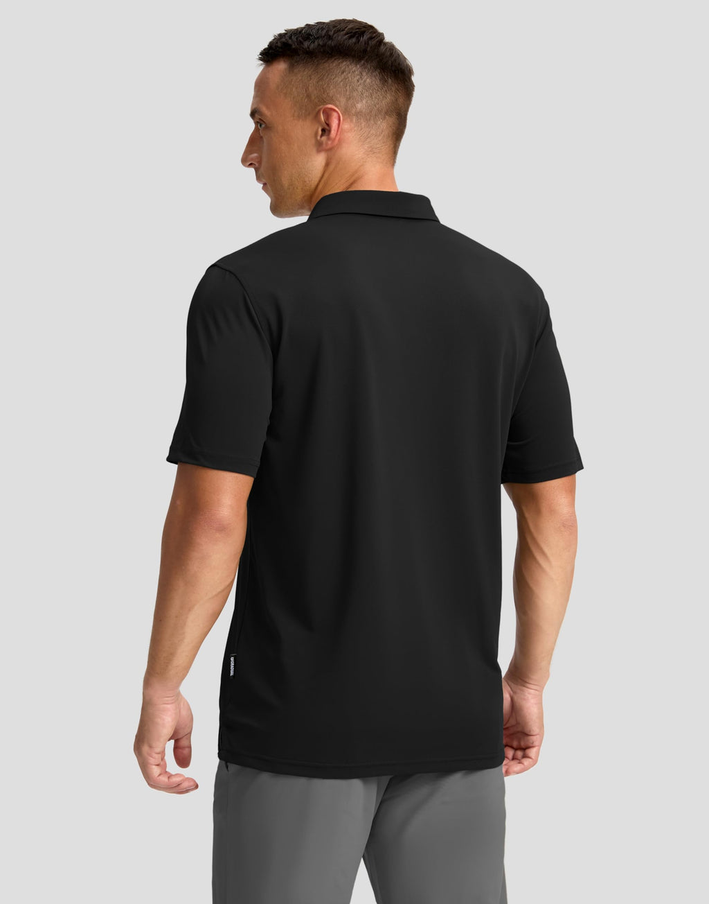 Men's Golf Polo Shirts Dry Fit Performance Short Sleeve Shirt, Black, L
