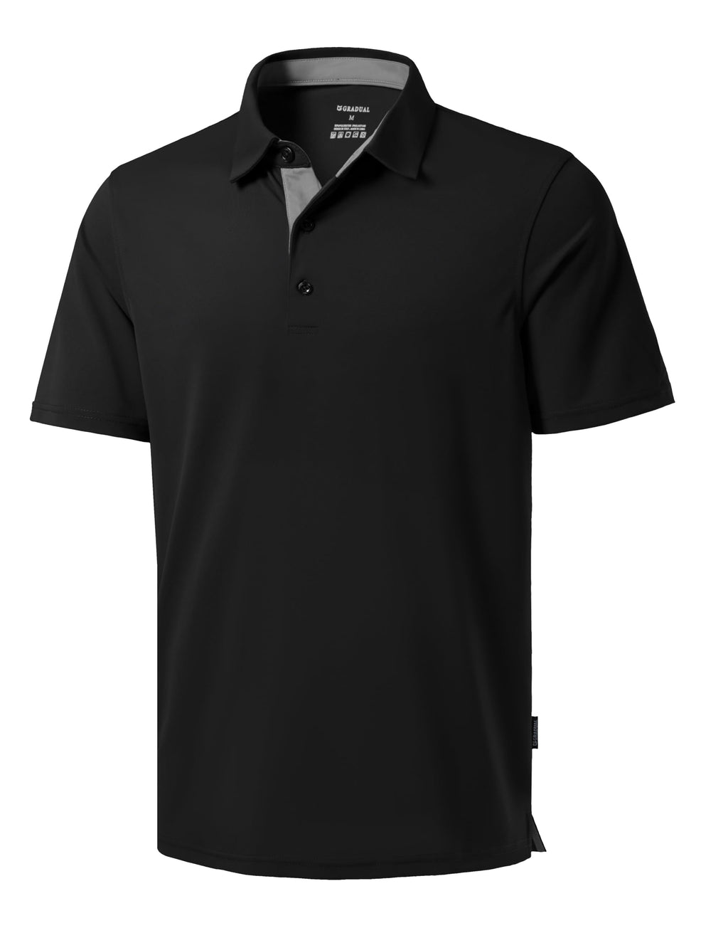 Men's Golf Polo Shirts Dry Fit Performance Short Sleeve Shirt, Black, L