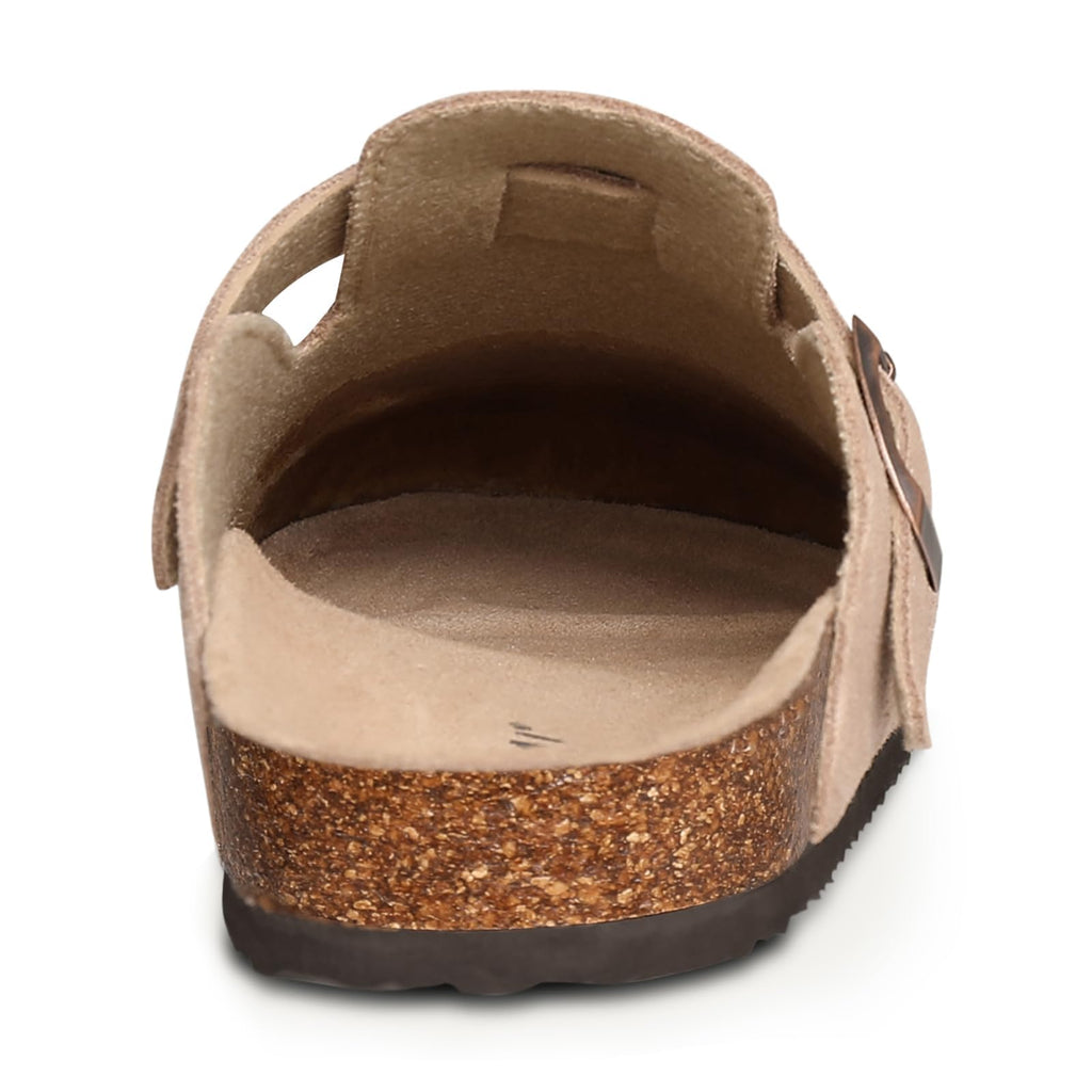 KIDMI Genuine Suede Clogs for Women Men Cork Footbed Mules Potato Shoes