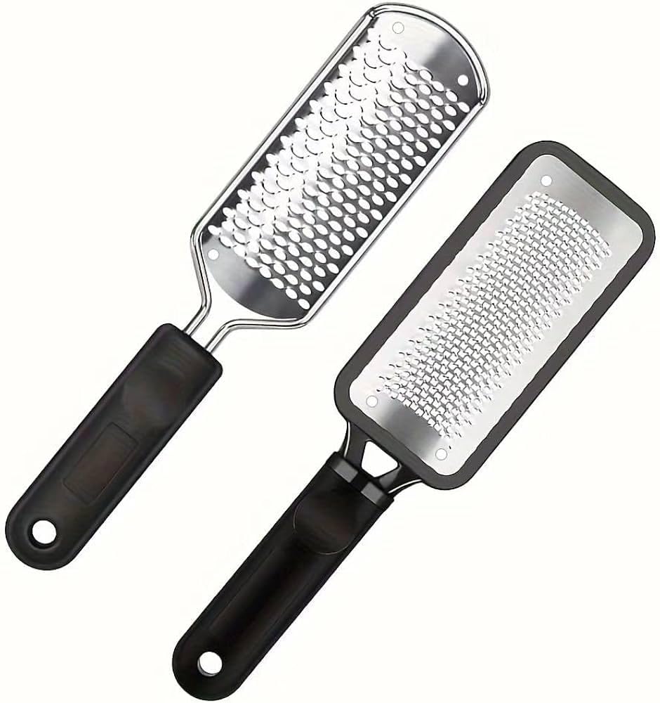 DAIXIANGER 2 Pcs Foot Scraper, Foot File Callus Remover, Stainless Steel Foot Rasp, Professional Foot Scrubber Dead Skin Remover, Pedicure Foot Grater for at Home & Salon
