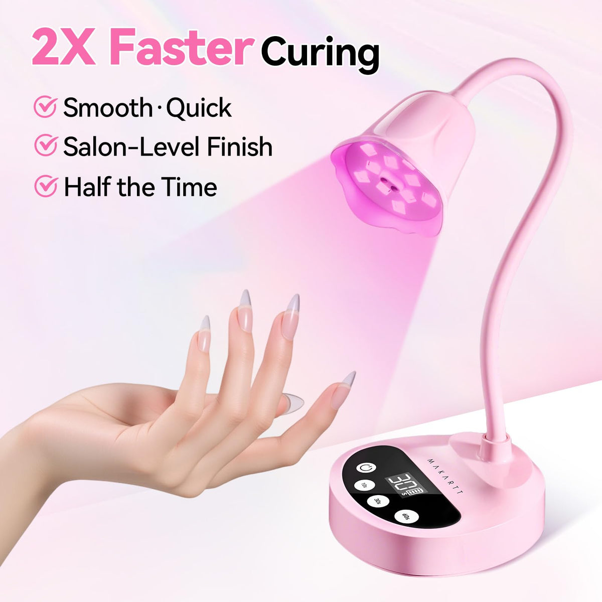 Makartt Cordless Flash Cure UV Nail Lamp for Gel Nails Adjustable Gooseneck