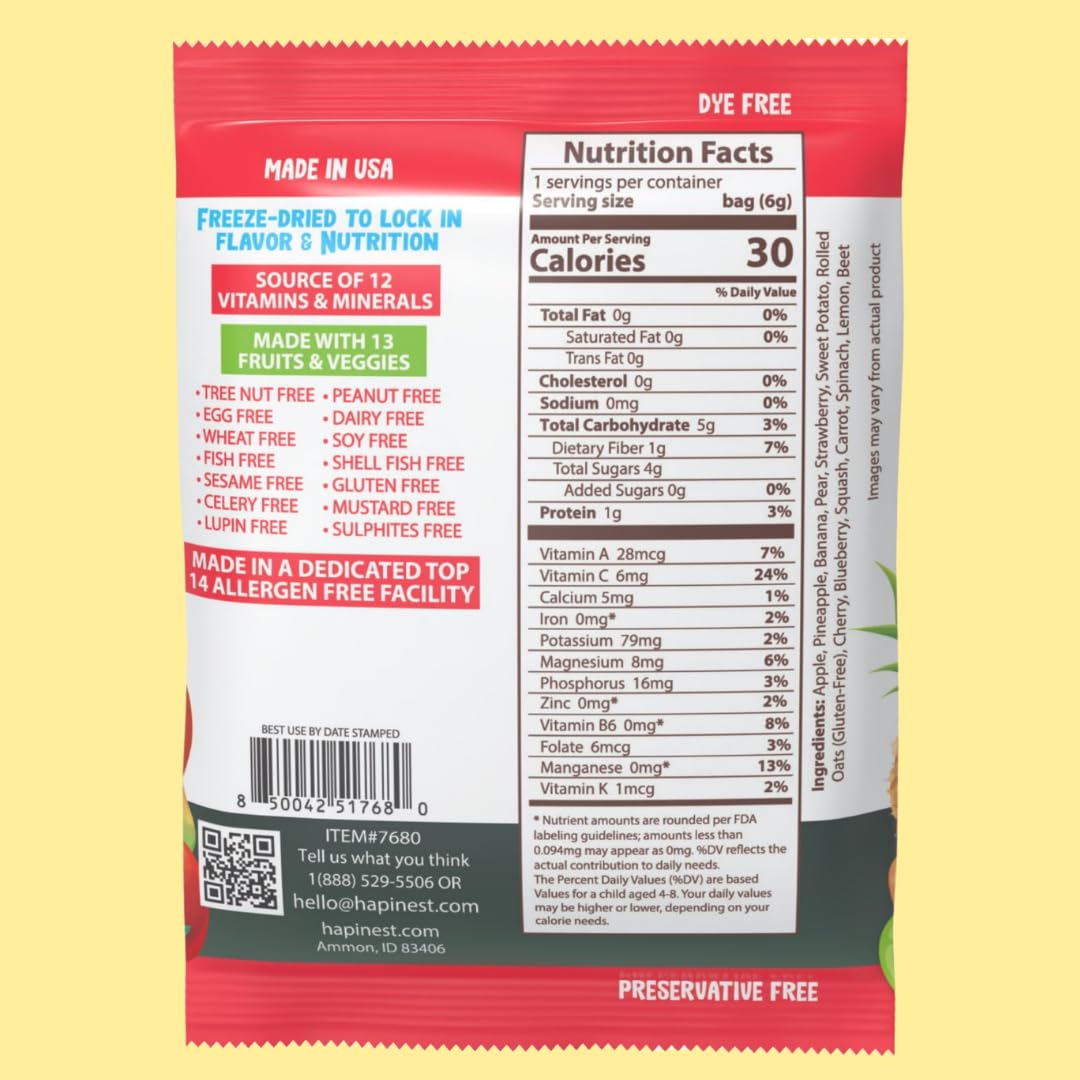 Hapinest Smoothie Crisps Healthy Snacks for Kids, 3 Flavors, 12ct