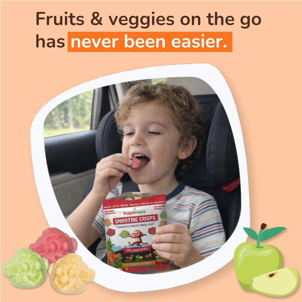 Hapinest Smoothie Crisps Healthy Snacks for Kids, 3 Flavors, 12ct