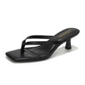 LULLASONG Women's Black Kitten Heels Sandals Square Open Toe Flip Flop Heels 1.8-2 Inch Heeled Sandals for Women